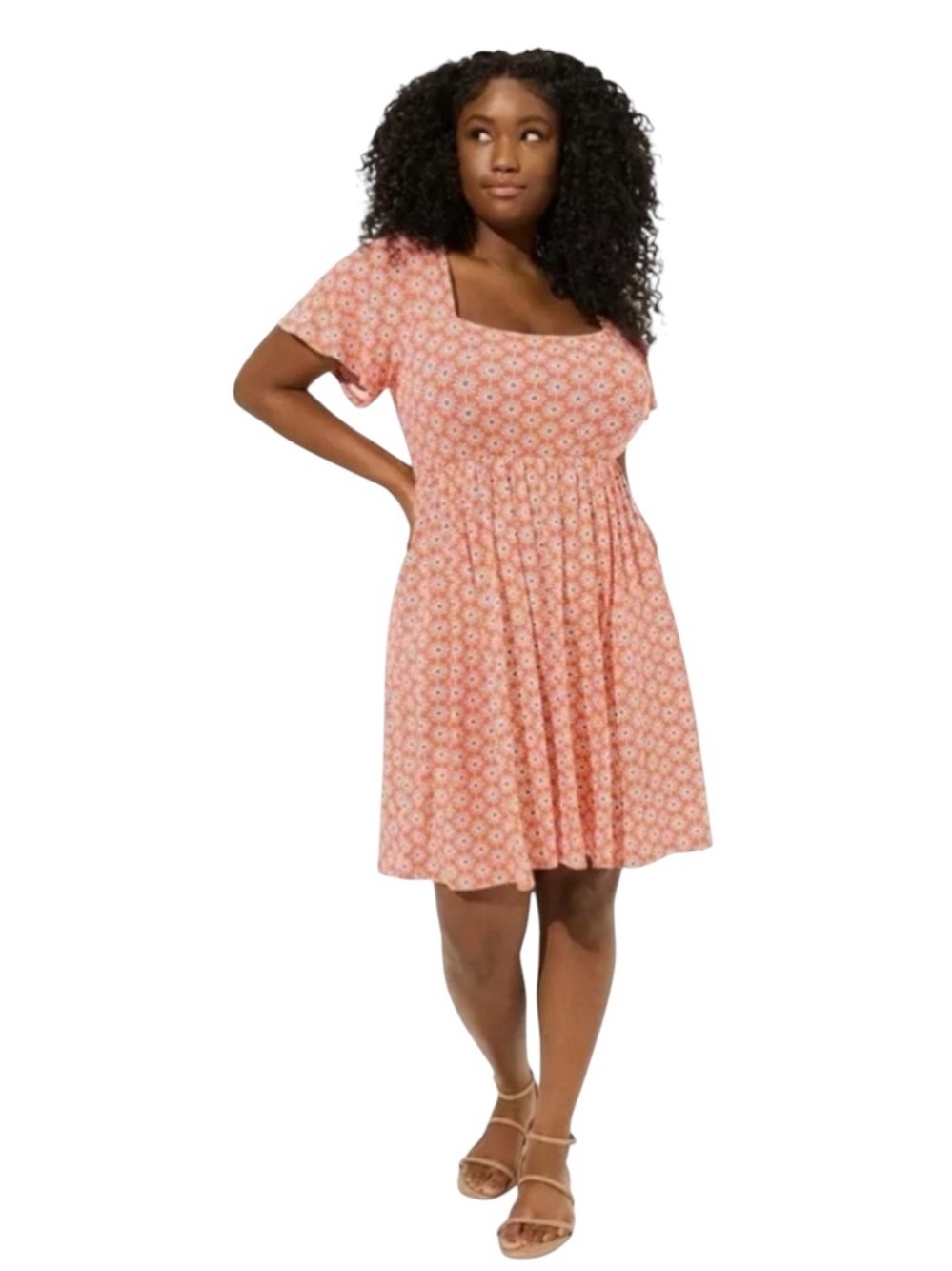 Torrid Super Soft Floral Flutter Sleeve Skater Dress Plus Size 2X